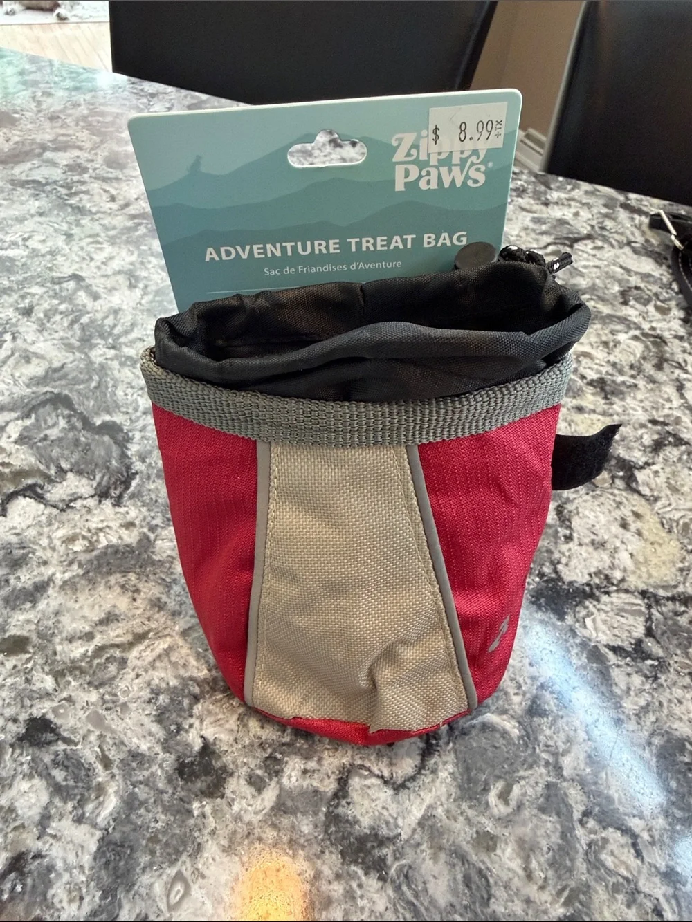 ZIPPAWS Adventure Treat Bag for pets - Red & Cream
